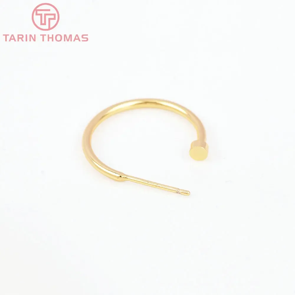 Ganchos de latón con tapón trasero para pendientes, accesorios de joyería Diy de alta calidad, 6 piezas, 20MM, 24K, Color dorado, 2102