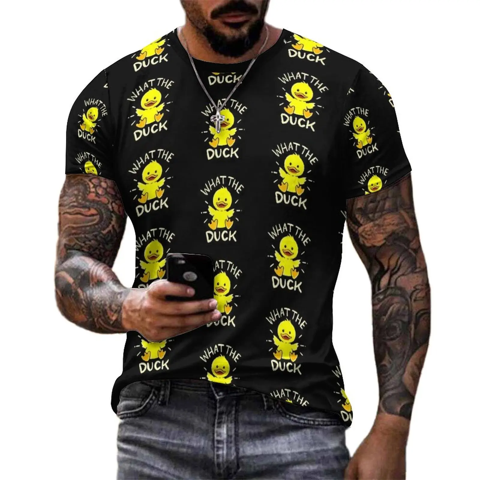 

Mens Yellow Ducks T-Shirt Cartoon Animal Popular T-Shirts Short Sleeves Design Tshirt Hot Sale Summer Casual Oversized Clothes