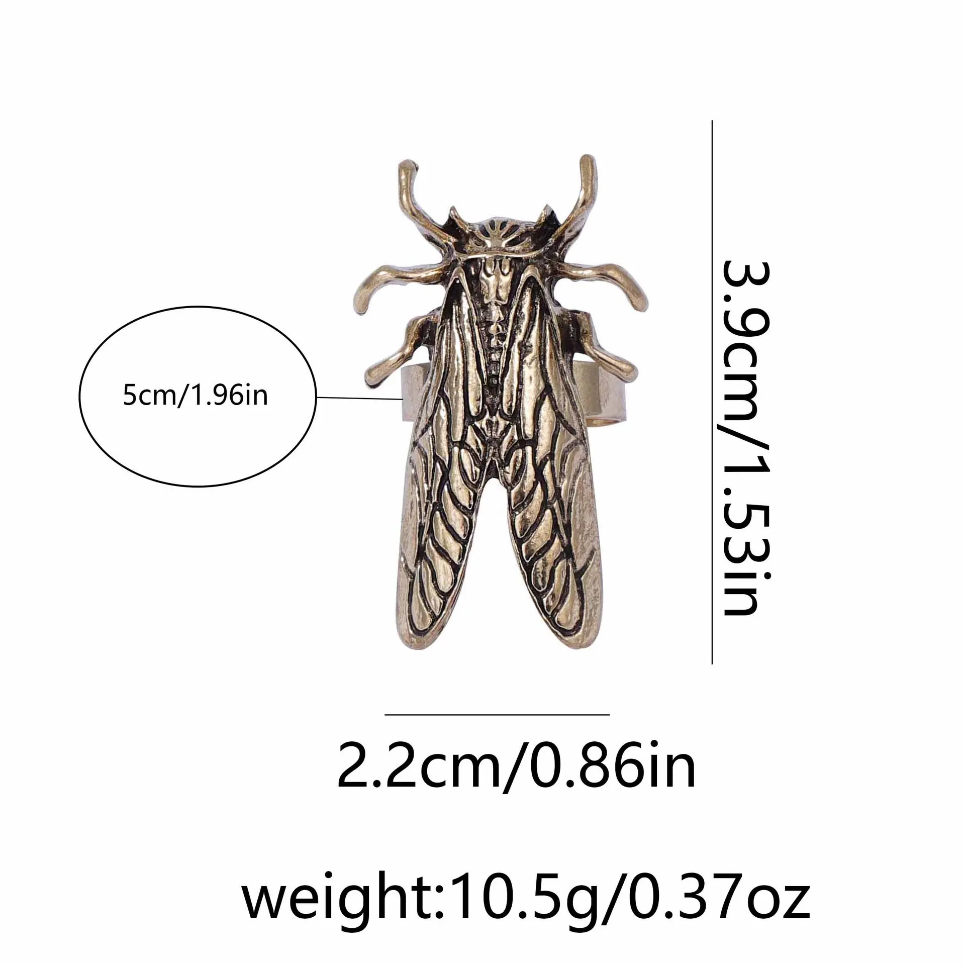Retro Opening Insect Ring Metal Animal Ring Women's Trend Daily Cicada and Beetle Rings Jewelry Accessories view 5