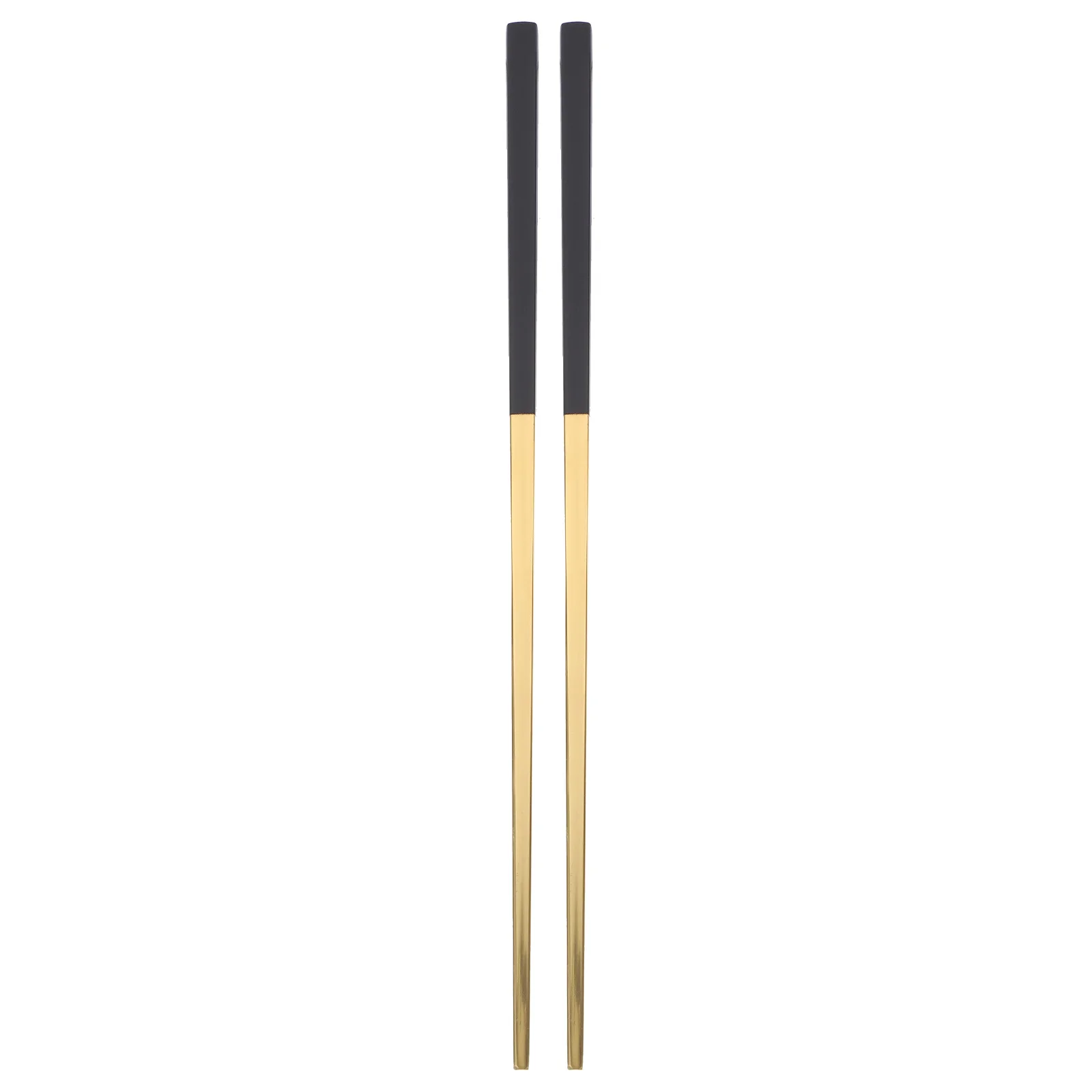 

2 Pcs Stainless Steel Chopsticks 23Cm Square Ultra Lightweight Anti-Slip for Sushi Noodles Rice Dining Black Golden