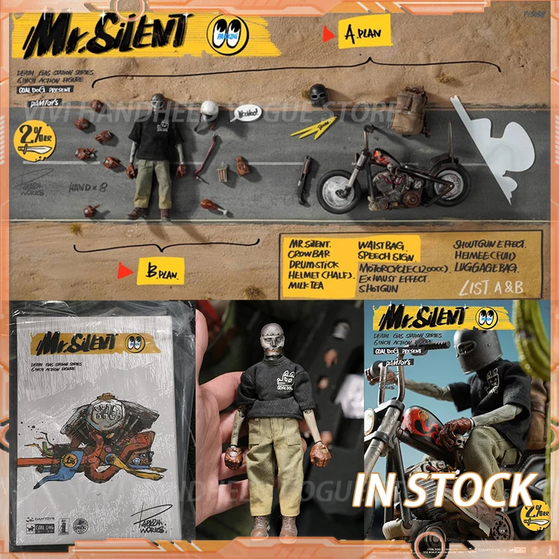 Auf Lager DAMTOYS x Coal Dog MR.SILENT Bewegliche Modellfiguren zum Sammeln PES038 PES040 1/12 SCALE ACTION FIGURE Mit Motorrad