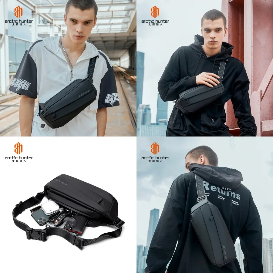 

【New style】Arctic Hunter trend one-shoulder -body bag functional men's sports style chest bag portable functional bag - small b