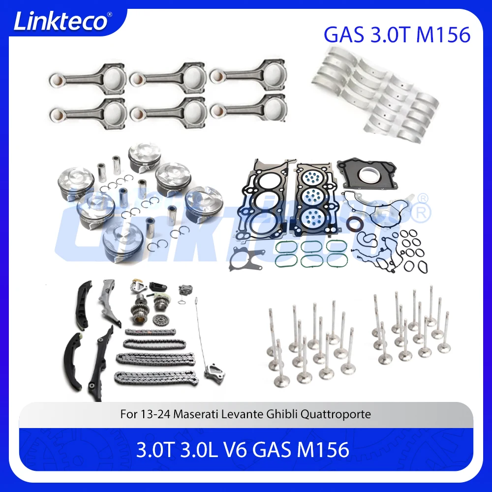 

Engine Rebuild Timing Chain Kit Gasket Piston Bearing Set For 3.0 T L M156 Maserati Levante Ghibli Quattroporte 3.0 T L 3.0T