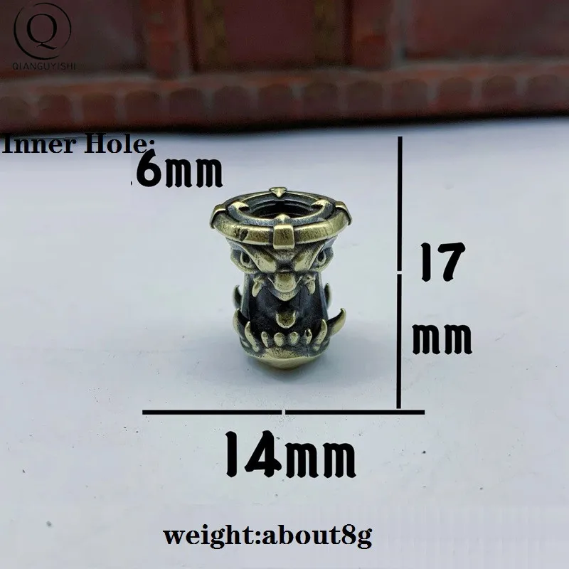 Ancient Egypt Tribal Temple Double Sided Skull Face Brass EDC Knife Lanyard Beads DIY Paracord Accessories For Pendants Buckles