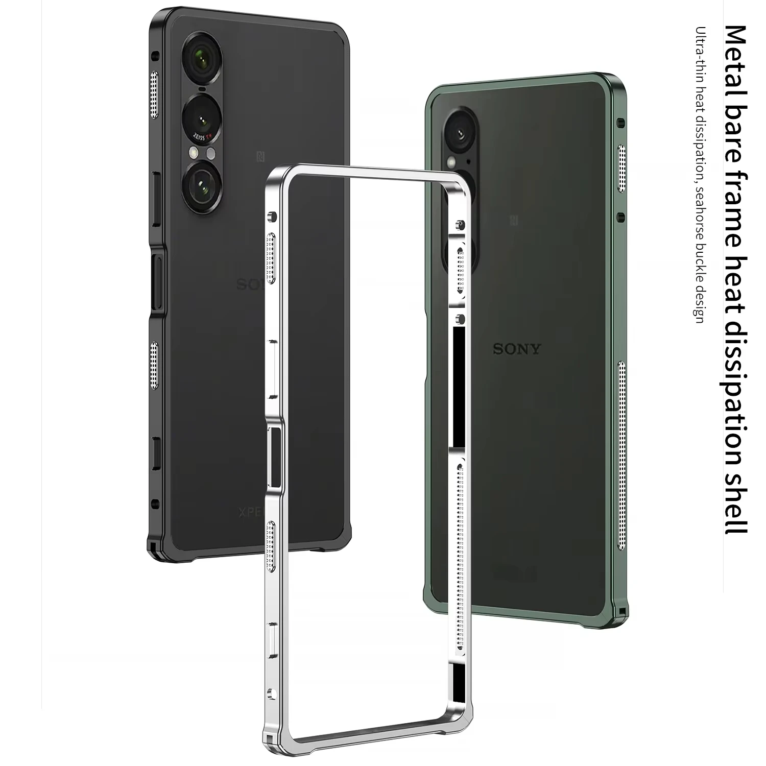 Capa amortecedora de liga de alumínio para sony xperia 1 vi vii, borda de metal, moldura média para sony xperia 1 vi vii 1-vii vi, capa de telefone