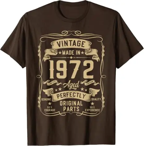 Vintage 1972 54. Geburtstagsgeschenke für Männer 54 Jahre alt T-Shirt Y2k Herrenmode Geboren 1972 Grafik-Schriftzug T-Shirt Weicher Baumwollstoff – Detail 6