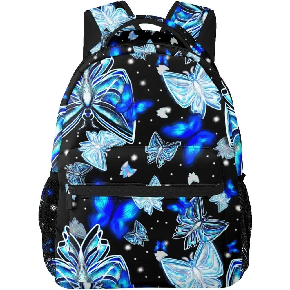 

School Start Best Seller! Blue Butterfly Backpack, Dreamy Pattern Print, Whimsical Bag for Fantasy Fans