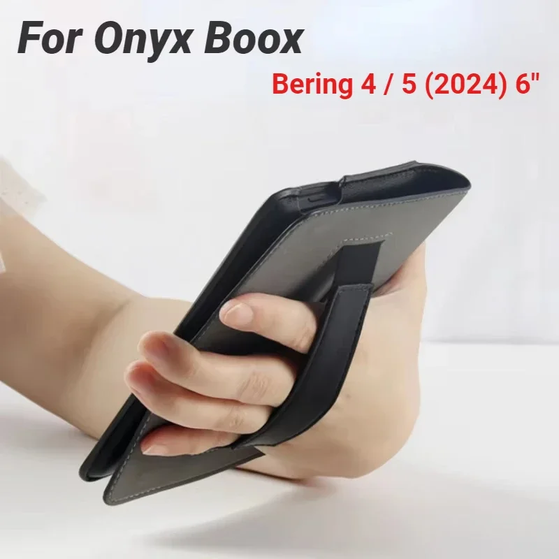 

PU Leather Flip Book Cover for Onyx Boox Bering 5 4 Case 6" eBook Magnetic Funda with Hand Strap