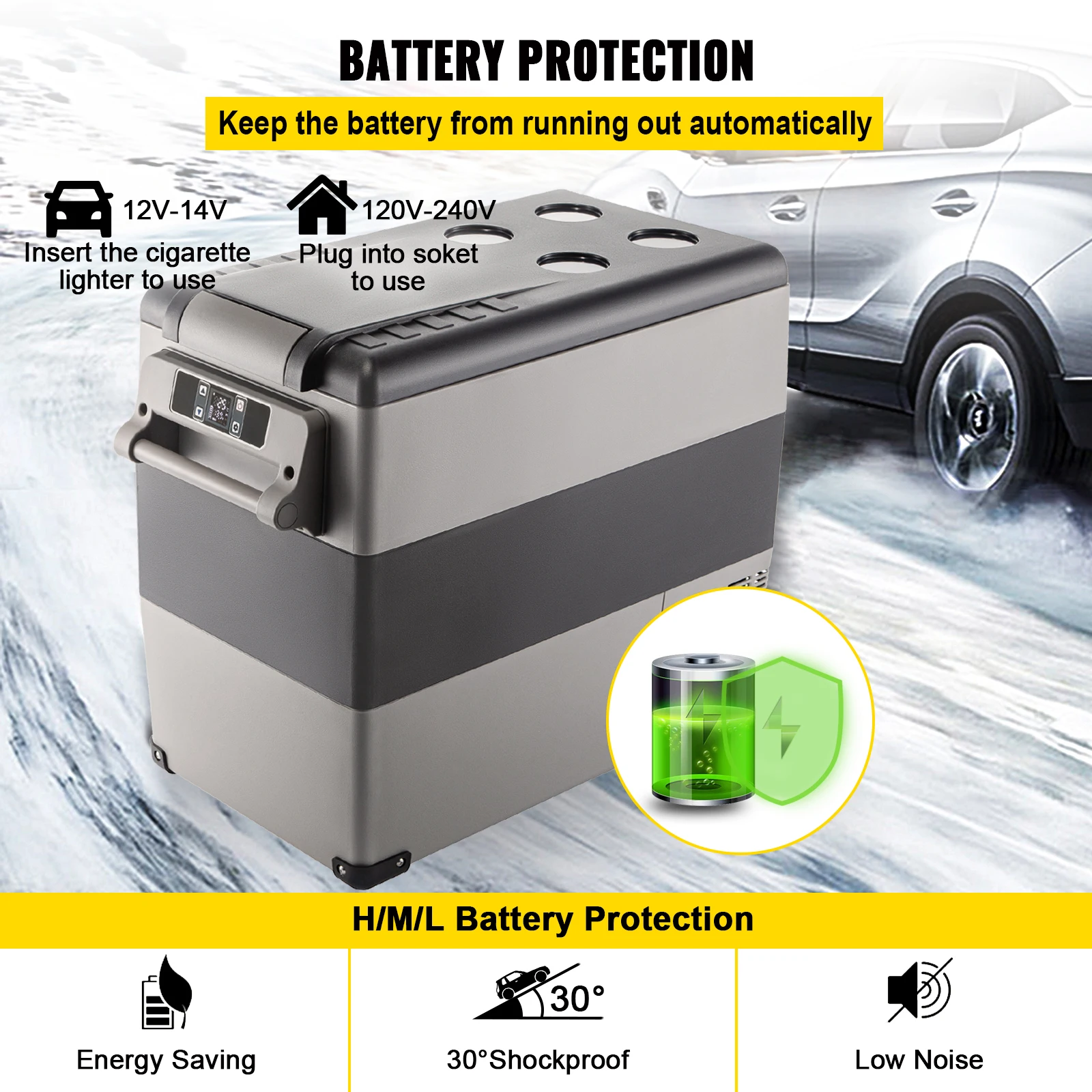 cigarette lighter mini fridge Freezer Plug In Cooler Refrigerator Plastic 6L High Efficiency Low Noise Personal which is tough SucceBuy 20L 22L 35L 45L