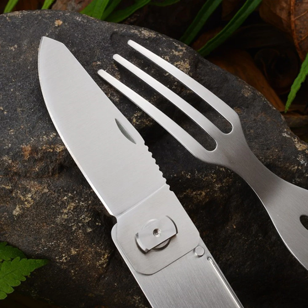 

Multifunctional Cutlery Combination Portable Kitchen Utensil Foldable Fork Spoon Combo Meal Tool For Camping Picnic Home