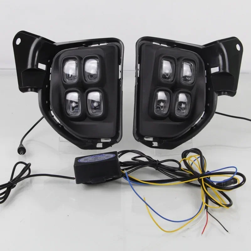 Car LED DRL 12V Daylights For Toyota Hiace 2014 - 2018 Yellow Turn Signal Daytime Running Headlamps Auto Driving Lamp Foglamps view 2