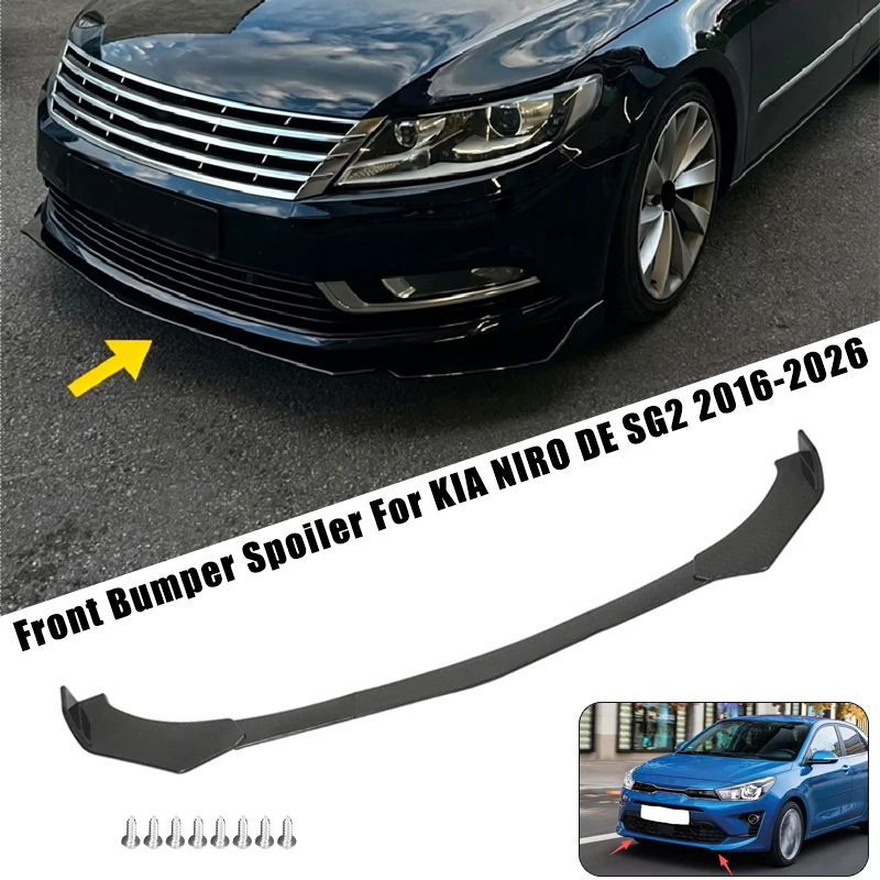 Sport Front Bumper Splitter Spoiler Lip For KIA NIRO DE SG2 2016-2026 5Pcs Adjustable Sectional Car Exterior Tuning Body Kit