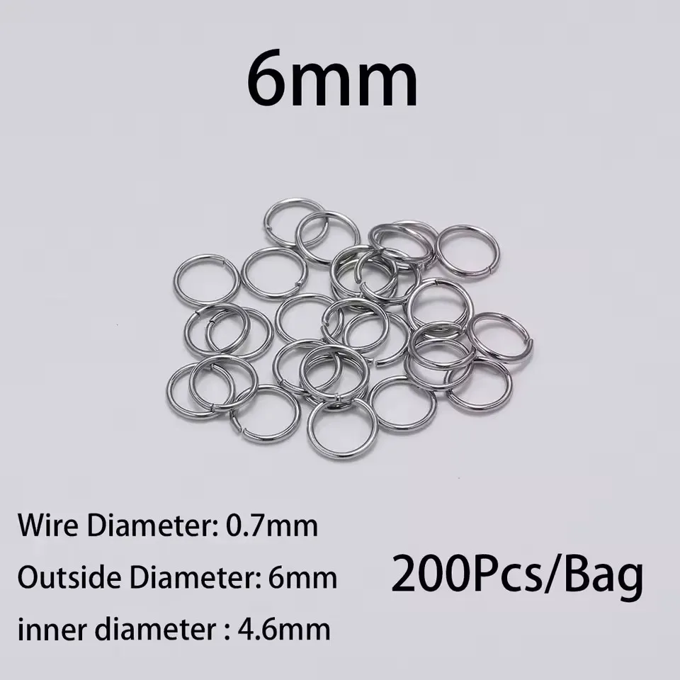 200 stuks 3-10mm roestvrijstalen splitringen, open enkelvoudige lussen, jump rings, connectoren voor DIY sieraden maken, fournituren en accessoires