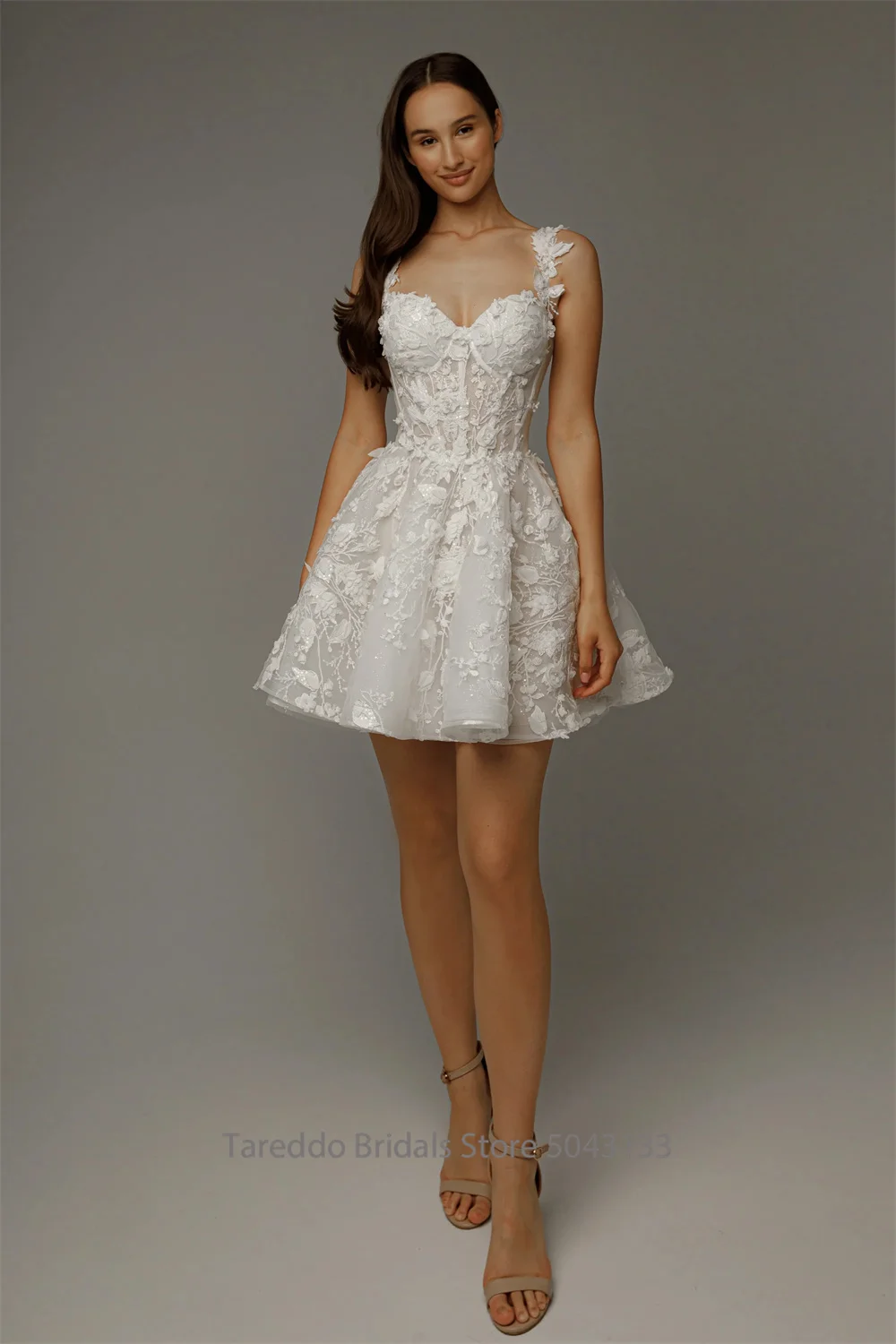 Customized Detachable Spaghetti Straps Wedding Dress 2 in 1 Lace Skirt Satin Ball Gown for Bride casamento Dress