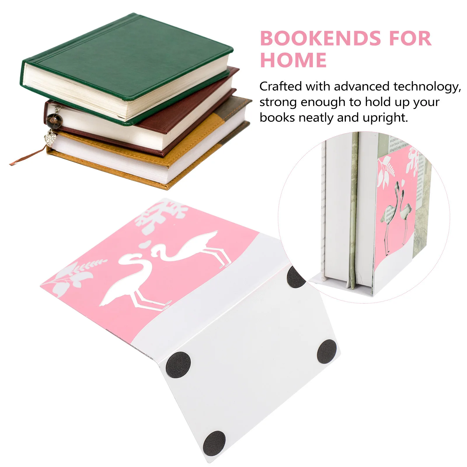 

2Pcs Flamingo Iron Book Stoppers Burfree Polished for Home Office Use Flamingo Desktop Iron Book Stoppers Bookends for Home