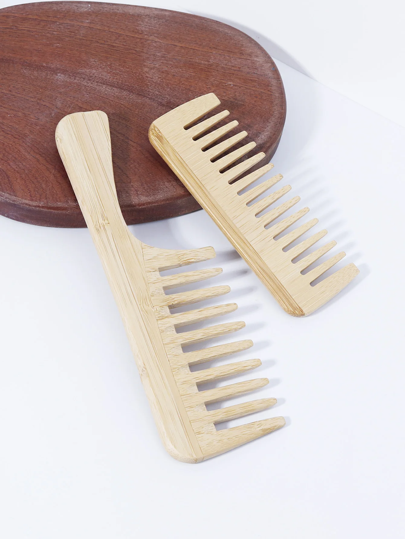 

2-piece natural bamboo comb set, large wide toothed hair comb, anti-static hair comb,Special for real hair wigs