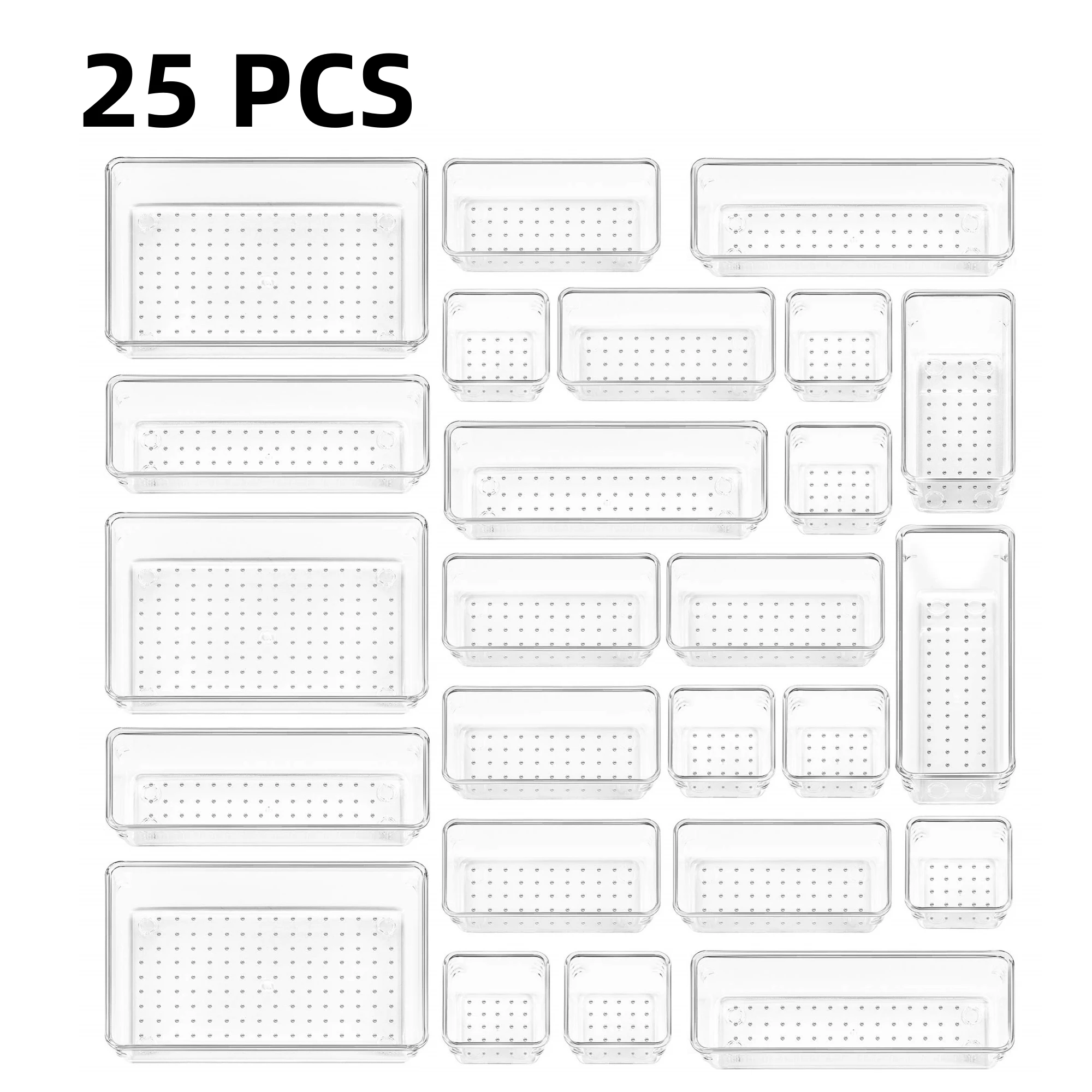 

13/25PC Transparent Separate Drawers Organiser Box Stackable Drawer Divider Organizer Holder Cosmetic Drawer Insert Storage Box