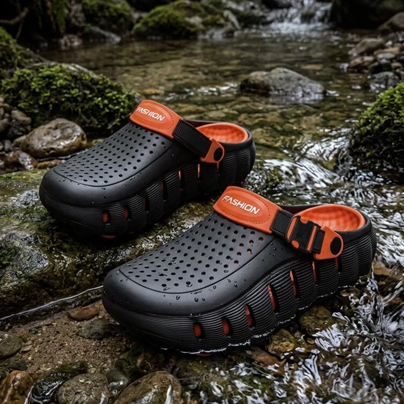 Men Summer EVA Closed Toe Clogs Thick Sole Non Slip Wear Resistant Beach Wading Creek Water Sports Outdoor Casual Slippers