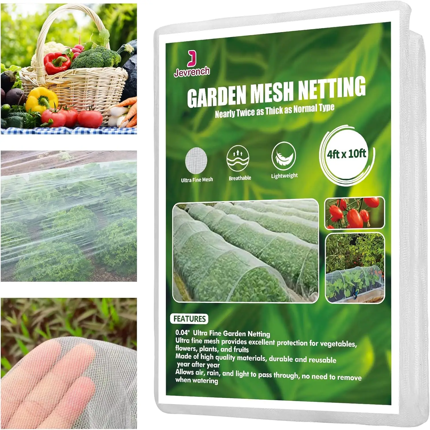 

Ultra Fine Garden Netting Plant Cover for Vegetables, Fruits, Flowers (4ft x 10ft)