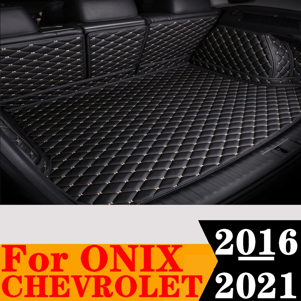 Custom Full Set Car Trunk Mat For Chevrolet ONIX 2021-19 2018 2017 2016 Rear Cargo Liner Tail Boot Tray luggage Pad Carpet Parts