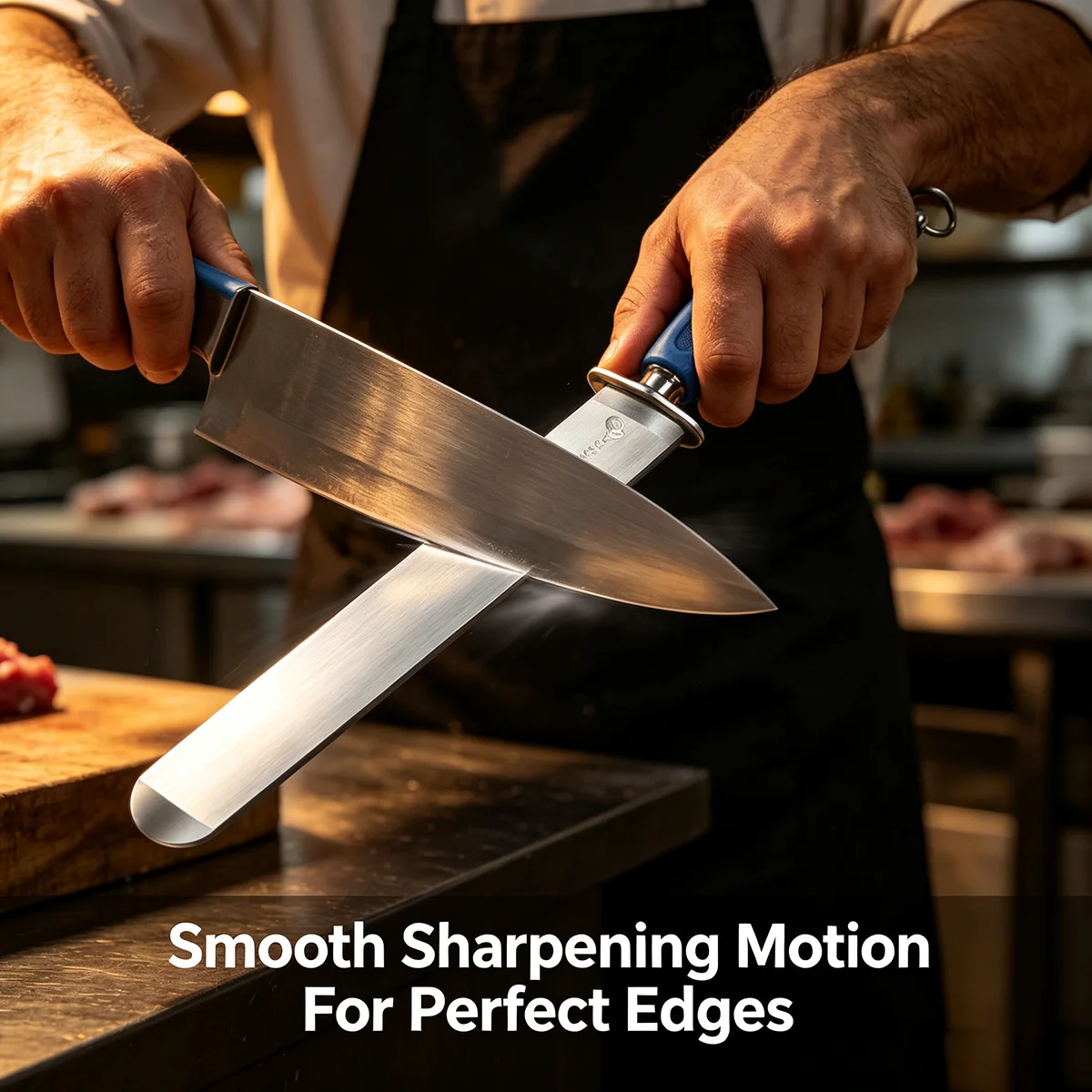 

Professional Knife Sharpener Heavy Duty Chef's Tool with Blue Handle for Precision Kitchen Knives Durable Sharpening Accessories
