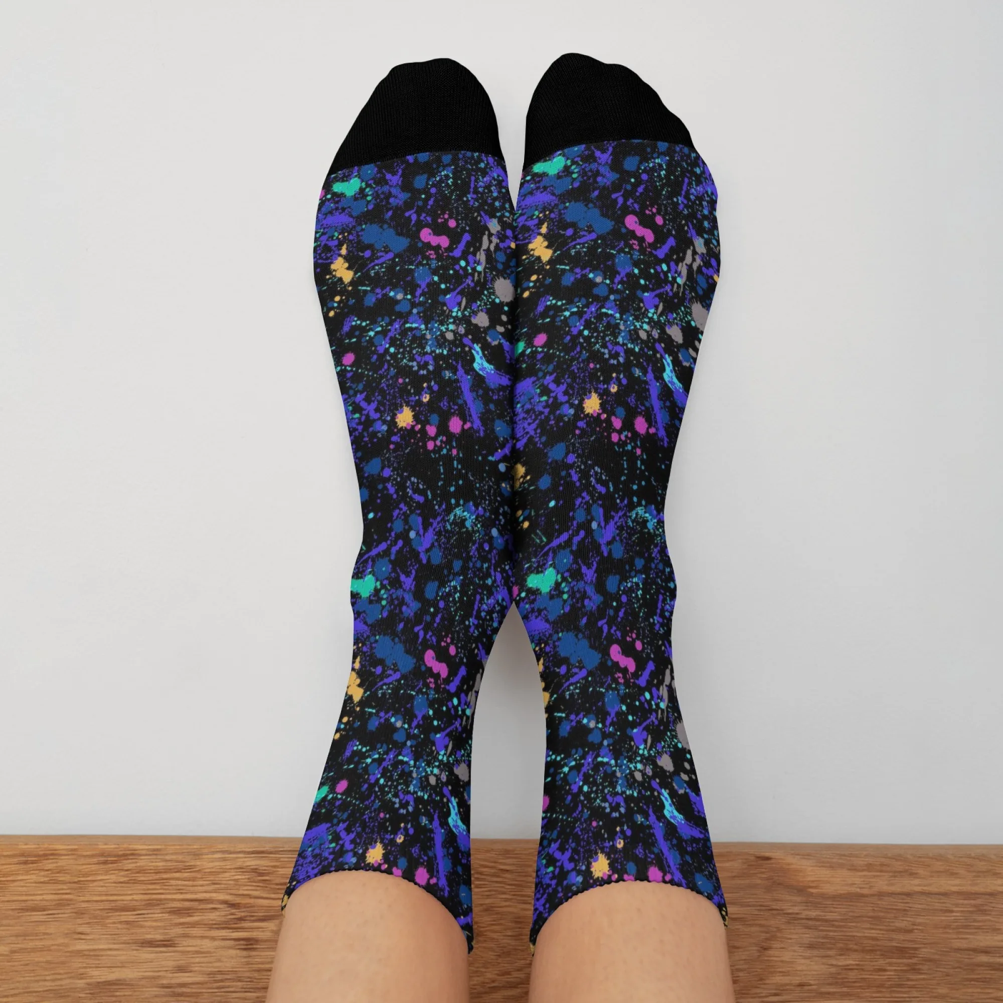 

Художественная новинка, модные носки с брызгами, красочные носки с рисунком, выставочные носки для модных видов и уличного стиля