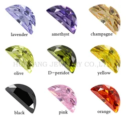 Colour half-moon-shaped Cubic Zirconia Brilliant Cut Loose CZ Stone Synthetic Gems Beads For Jewelry white Garnet Lavender
