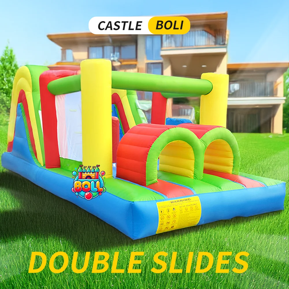 Bounce House 6.5*2.8*2.4m Bounce Castle Obstacle for Kids Inflatable Games Toys Slide Bouncer Jumping Trampoline