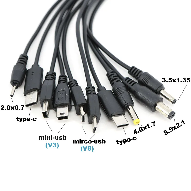 20 سنتيمتر 10 في 1 مايكرو USB تيار مستمر الهاتف المحمول مهايئ شاحن التوصيل Usb كابل شحن الطاقة سلك الحبل للهاتف العالمي L1 #1