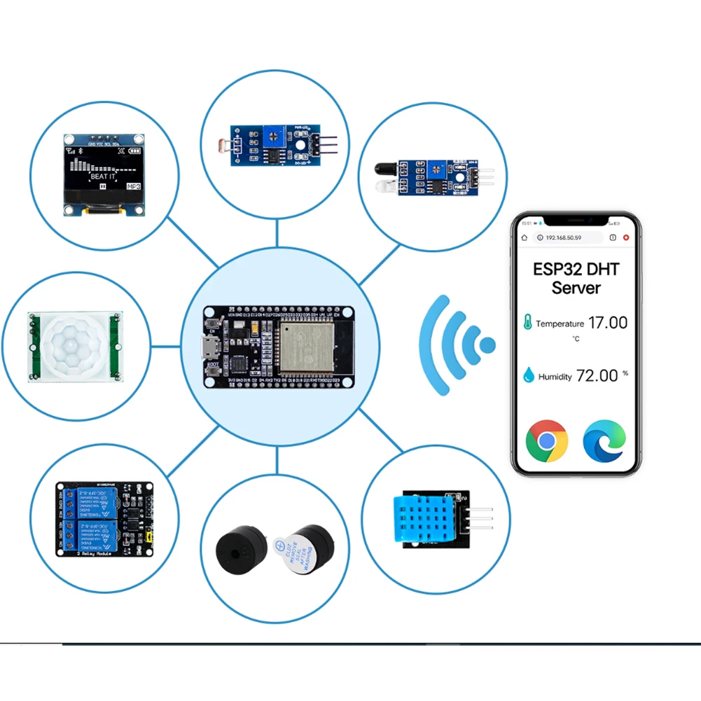 Project Learning Kit for ESP32 ESP-32S WIFI I OT Development Board DIY Starter Kit 0.96 Inch Oled Pir Motion Sensor for Arduino