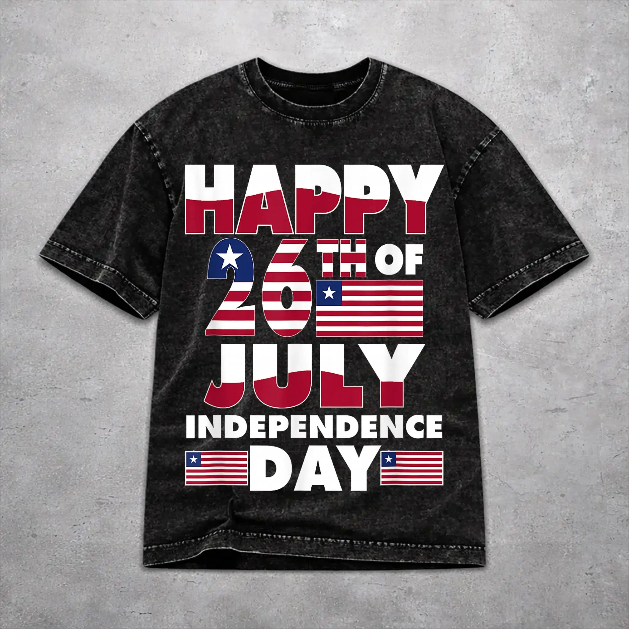 Fashion Men Women Liberia Independence Day Tee Shirt Oversize Washed  T Shirts Outfits