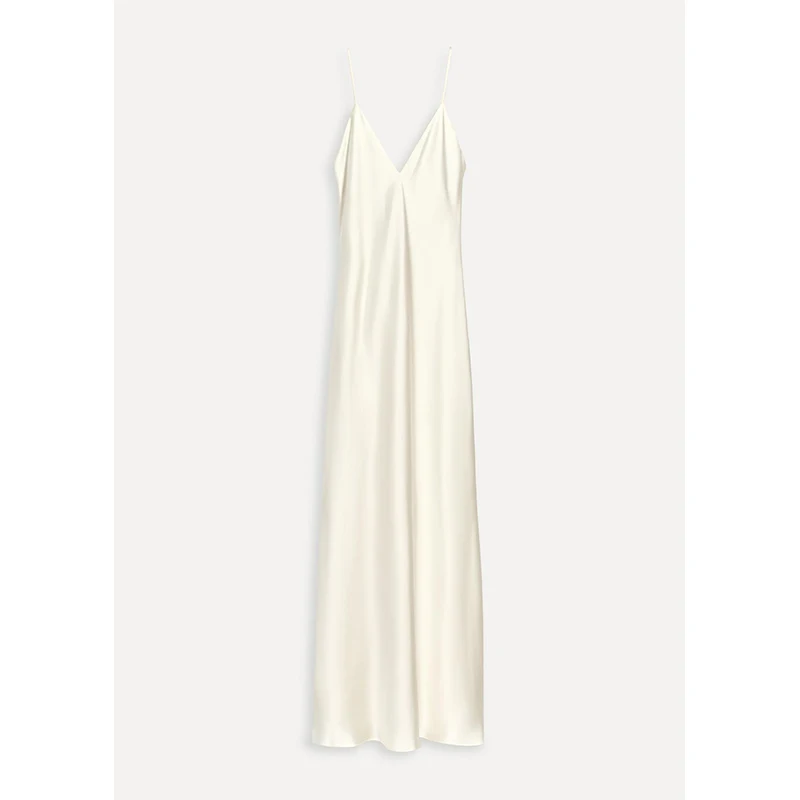 Summer Women's Long V-ne Bal Silk Satin Midi Dr High Waist Svel Gown for Evening Par Commute