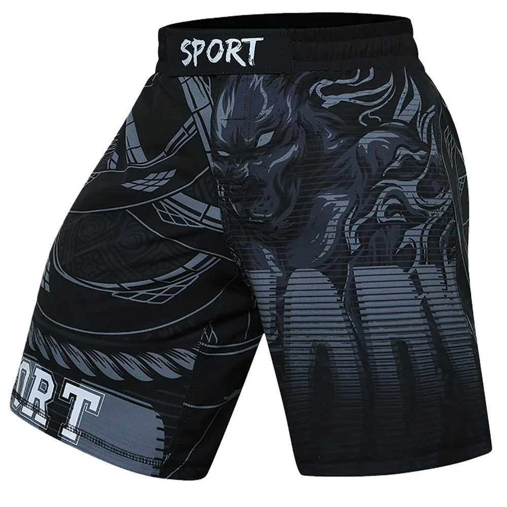 Men MMA Shorts Muay Thai Jiu Jitsu Training Shorts Animal Printed Elastic Waist Gym Fitness Male Boxing Clothes Custom Pattern