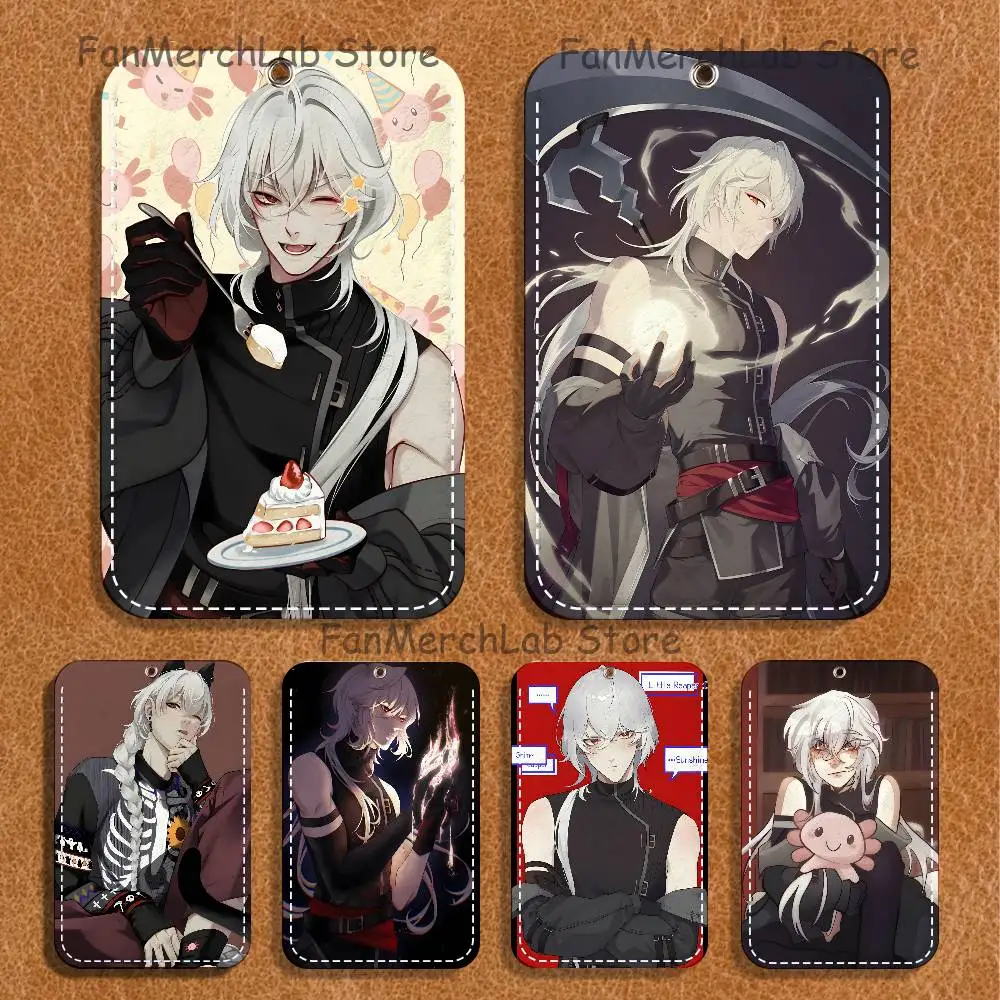 

Game A D-DateS with D-Death Pattern PU Leather Card Holder Keychain Key Ring Door Lock Access Tags ID Card Case Keychain Card