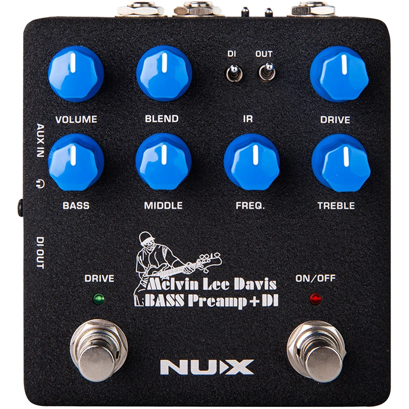 NUX Bass Preamp DI 2 in 1 Guitar Pedal 3-band EQ Frequency Speaker Cabinet Simulation Noise Reduction Effect Guitar Accessories