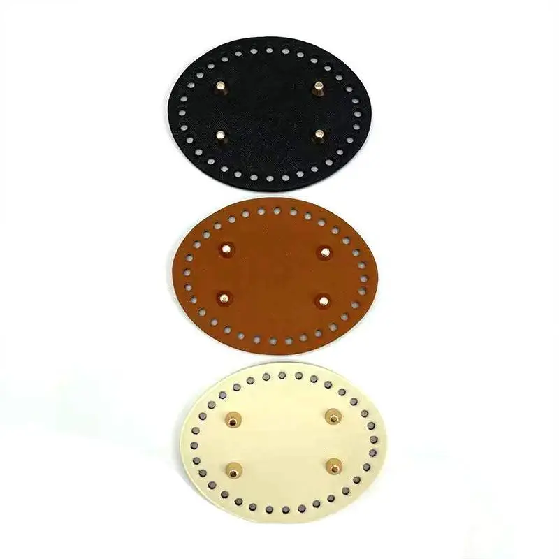 PU Leather Bag Bottom 1PC Long Lasting Colorful Hand-woven Rivets Baseplate for DIY Beach Bag Craft Projects
