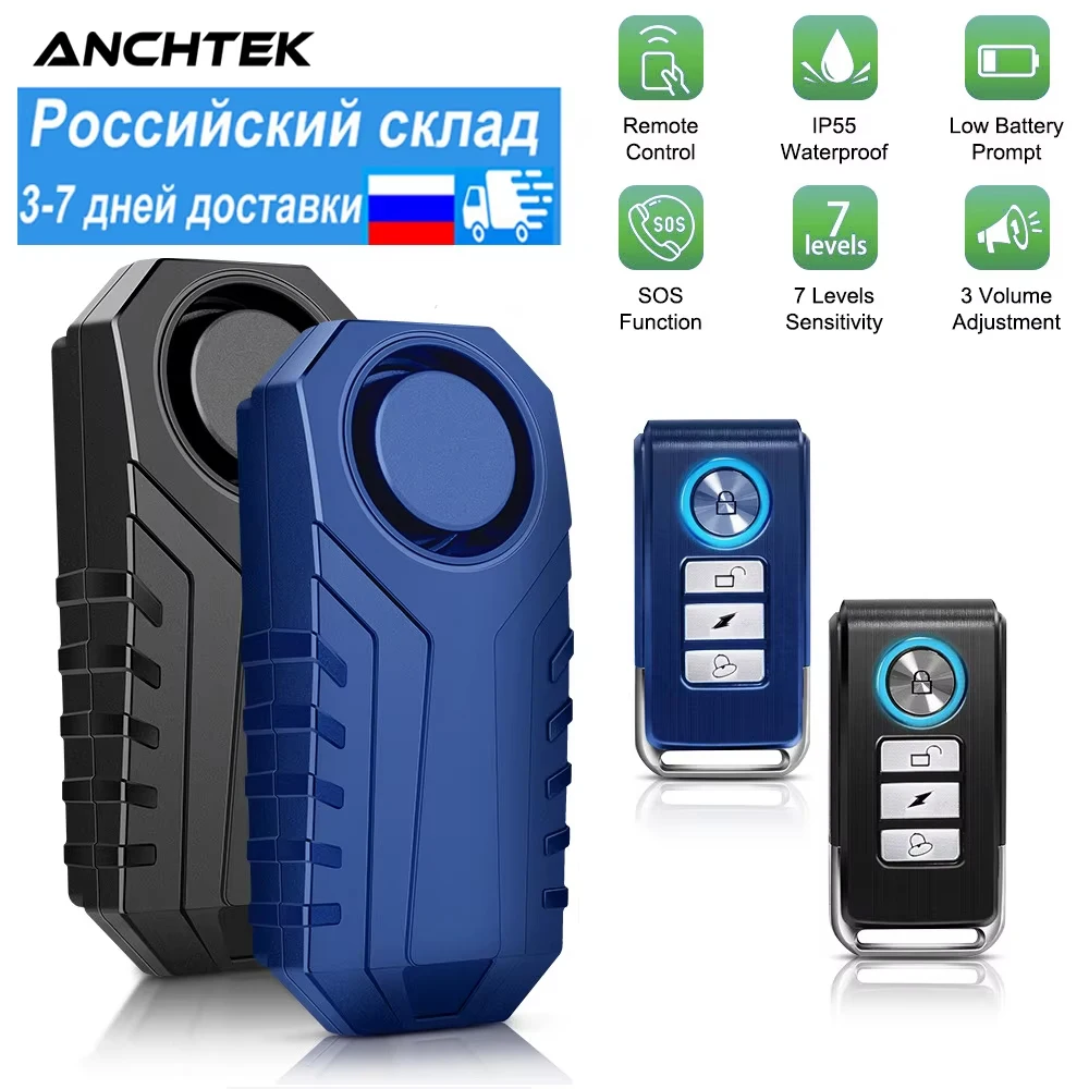 Anchtek Anti-Theft Motorcycle Alarm Waterproof Wireless Remote Control Vibration Sensor Warning System Alarm Moto Car Alarm