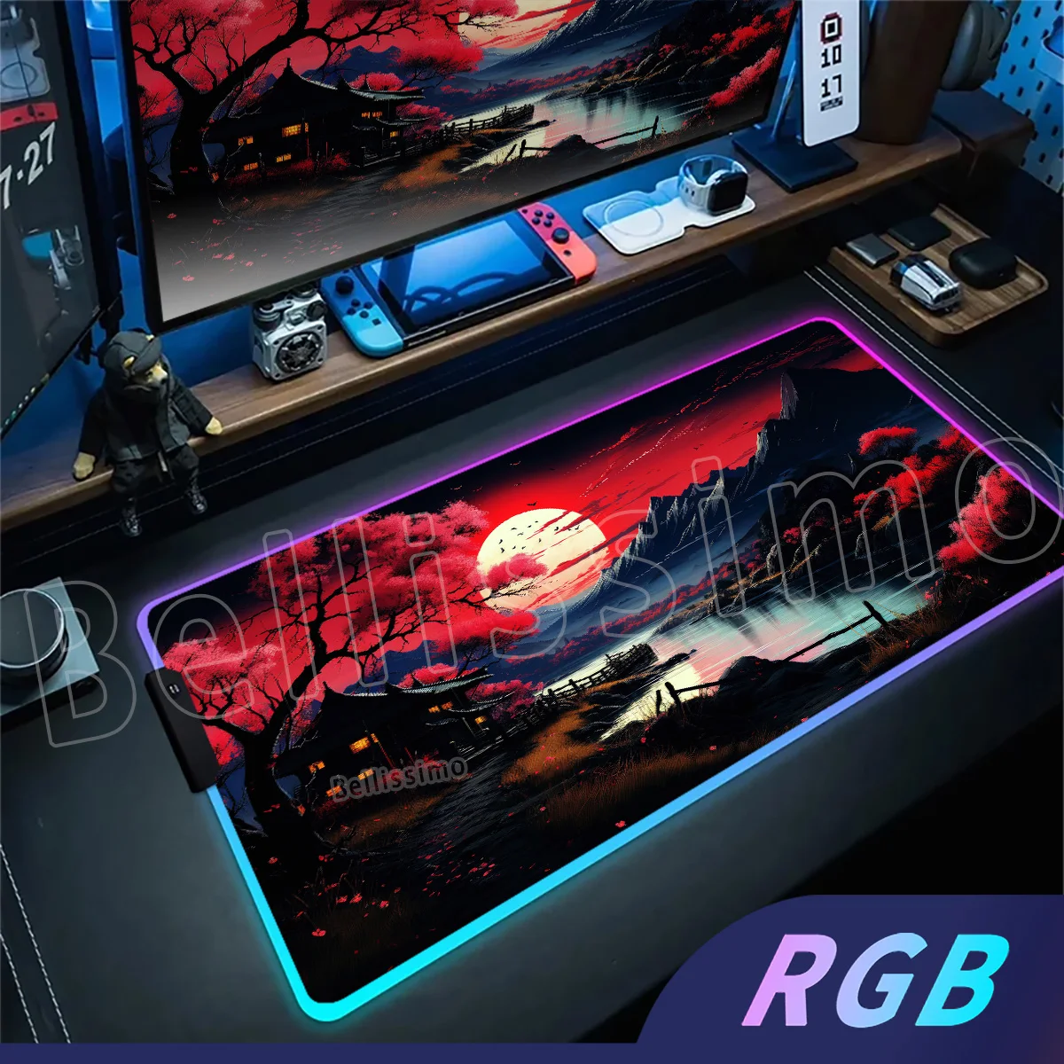 

Large Non-slip Rubber Game MousepadRGBSakura Landscape Mouse Pad XXL Thick Edge Office and Gaming Durable Table Pad Rug Fantech