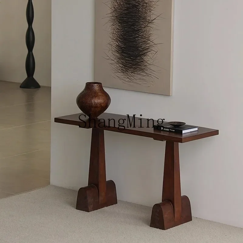 Tavolo da ingresso a ferro di cavallo in legno massello SM, tavolo da ingresso divisorio per soggiorno, tavolo di fornitura, mobile da ingresso per ufficio