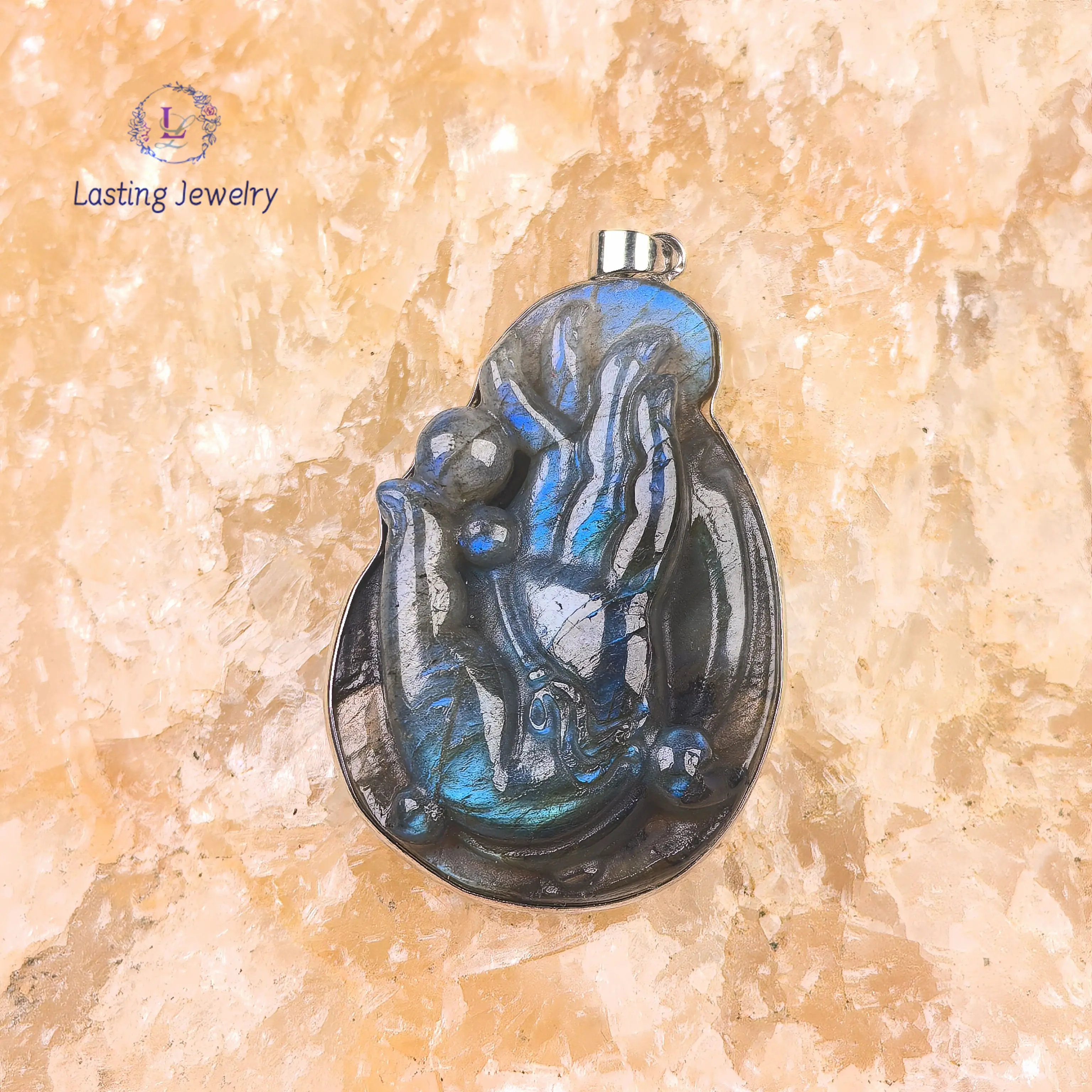 Carved Labradorite Pendants Flash Stone Skull Owl Fox Mermaid Geneisha Heart Charms Necklaces Jewelry Crafts Gift For Her