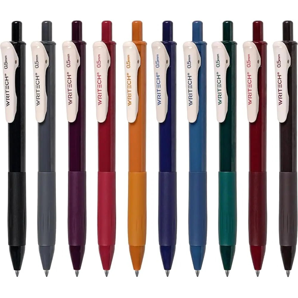 

Выдвижные гелевые ручки с быстросохнущими чернилами, тонкий стержень 0,5 мм, 10 уникальных винтажных цветов для ведения дневников, рисования и скетчинга