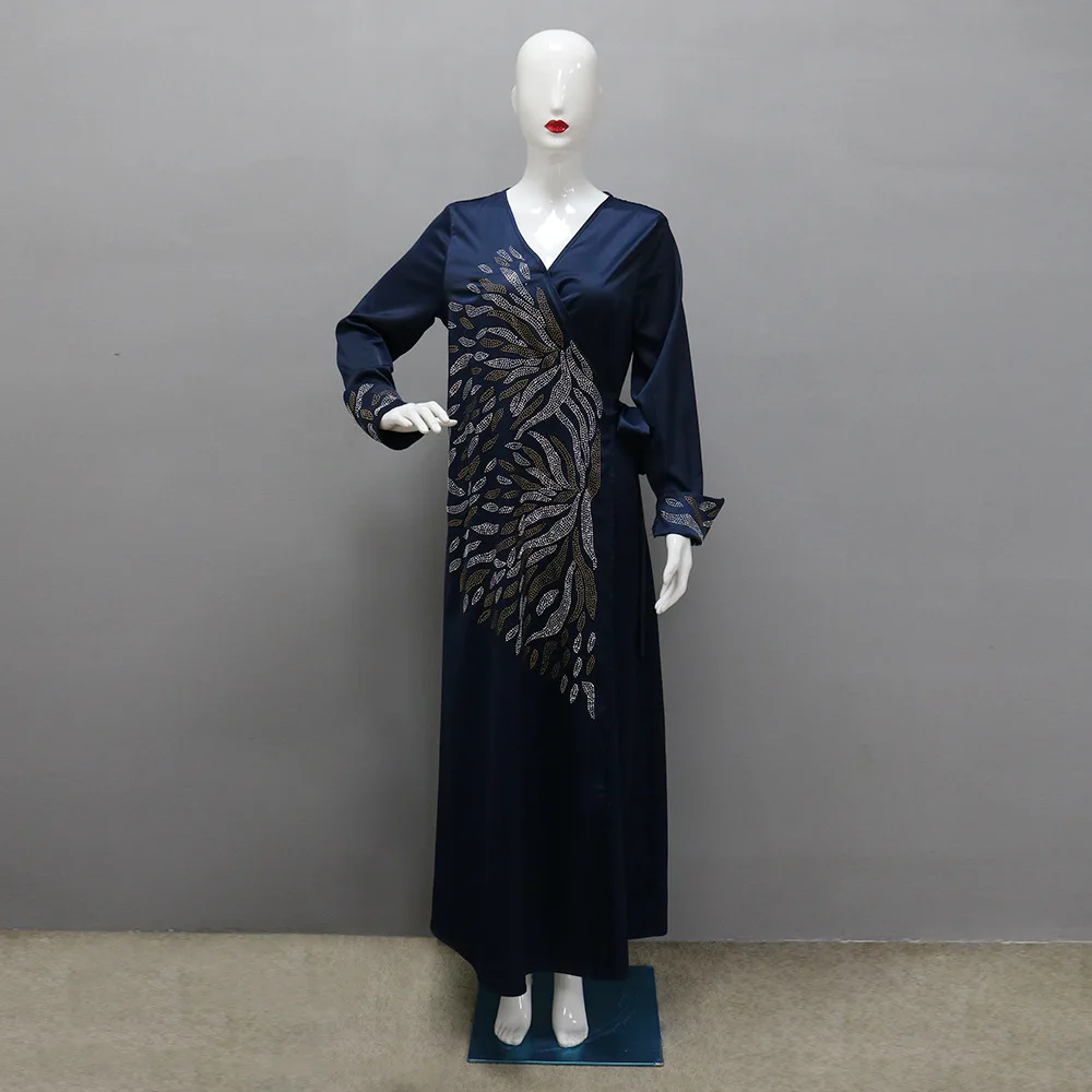 

Moroccan Abaya Diamonds Elegant Muslim Women Satin Long Maxi Dress Dubai Kaftan Evening Eid Party Ramadan Gown Jalabiya Vestidos