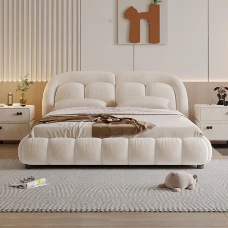 

Gray Nordic White Simple Bed Velvet Cream Pretty Modern Hotel Bedroom Beds Loft Storage Safe Cama De Casal Bedroom Furniture