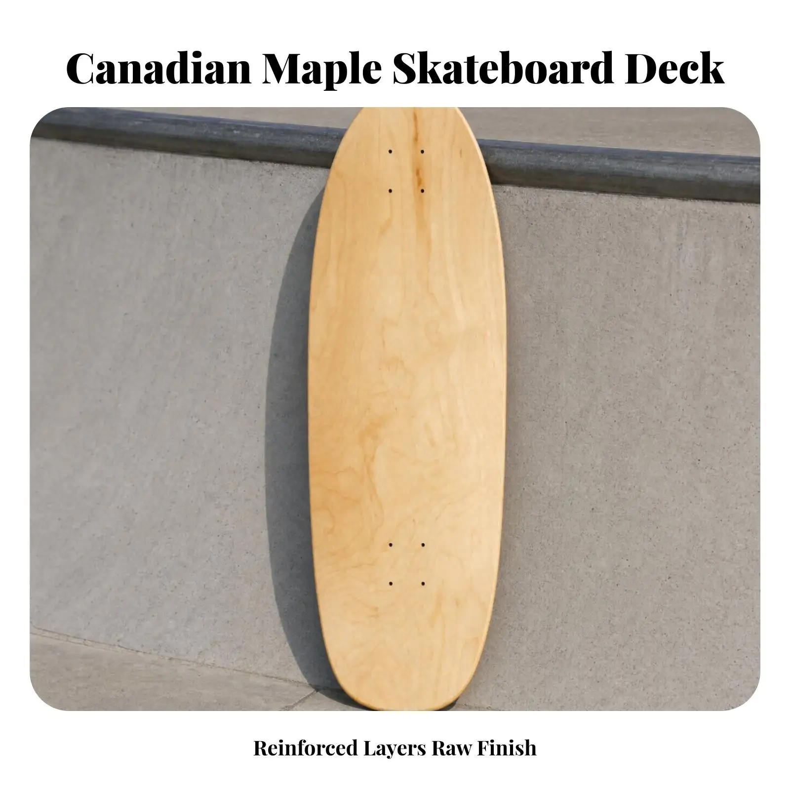 Maple Wood Surf Skateboard Deck Blank for Adult Cruiser Carving Board Build with Pre Drilled Mounting Holes