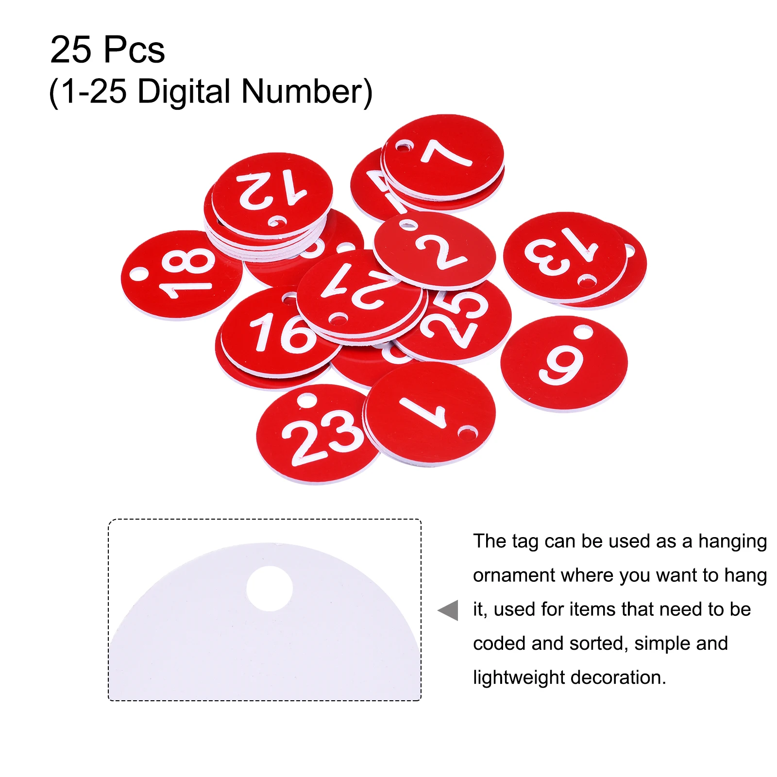 25 Stück runde 1–25 Nummernschilder, Schlüsselanhänger, Schließfachetikett, Acryl, graviertes ID-Tag für Kleidung, Live-Verkauf, Dekoration, Nummernschilder