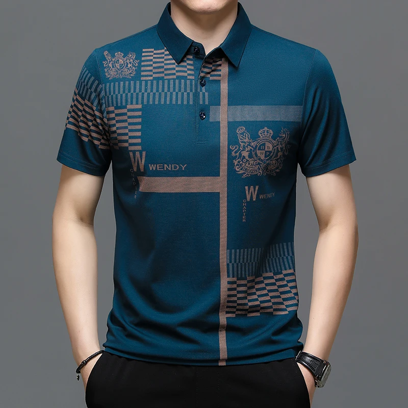 Summer Men's Polo Shirt Business Casual Short Sleeves T-Shirts Turn-down Collar Designer Printing Fashion Tops Classic Versatile