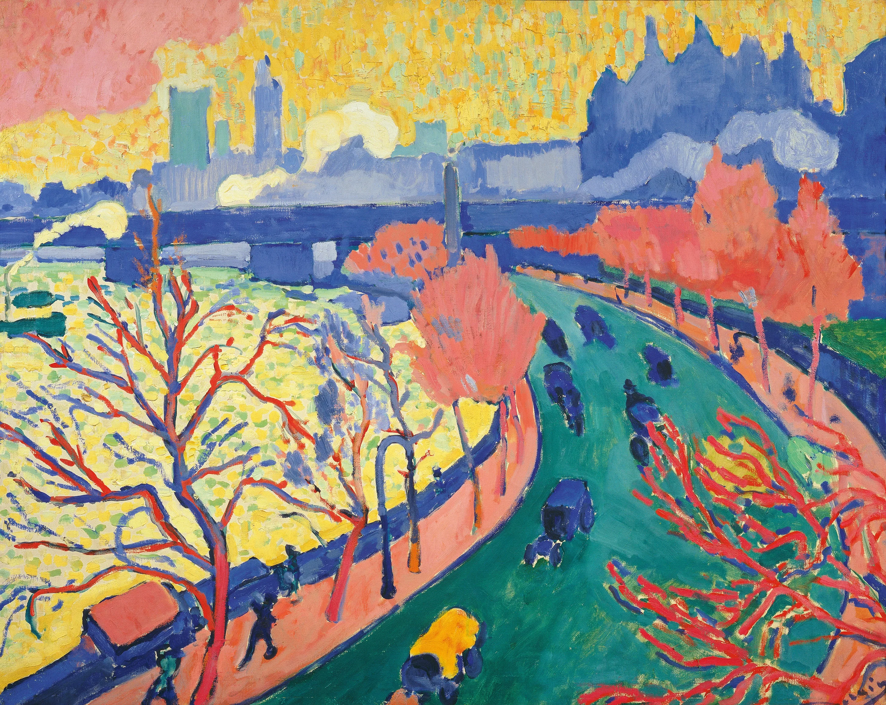 Reproduction of Andre Derain's Charing Cross Bridge Abstract Art Print on Canvas
