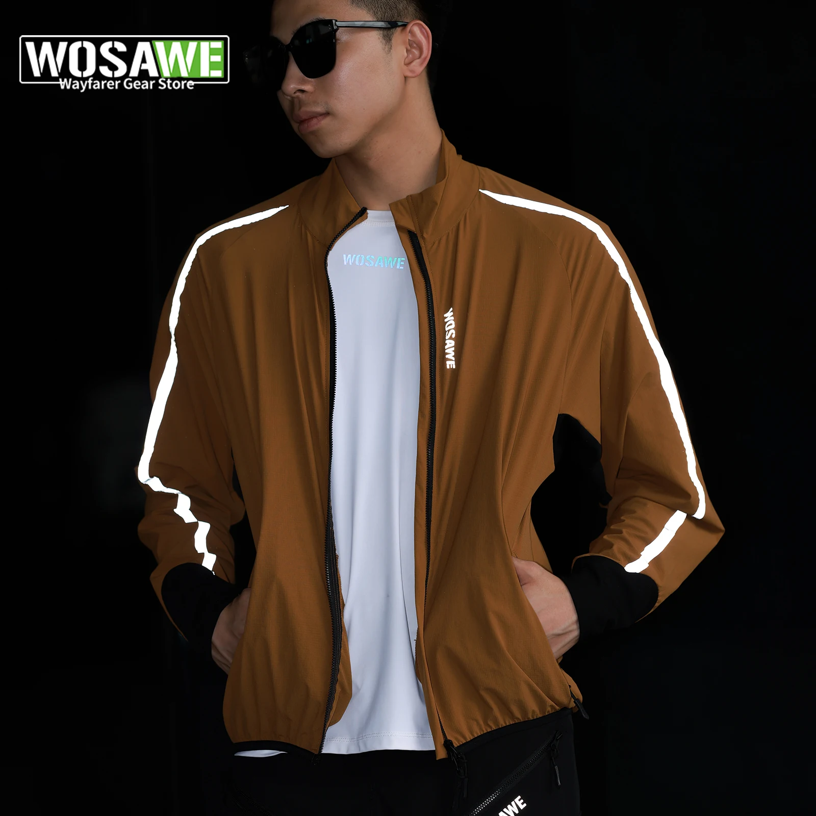 

WOSAWE Reflective Cycling Jacket Autumn Winter MTB Bicycle Windbreaker Bike Soft Windproof Waterproof Motorbike Jacket Jersey