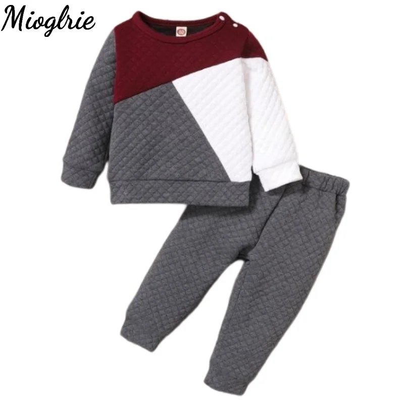 3-12Months Newborn Baby Boy Clothes Long Sleeves Set 2PCS Costume Toddler Boy Outfits Baby Winter Clothes Fashion Sport Suit