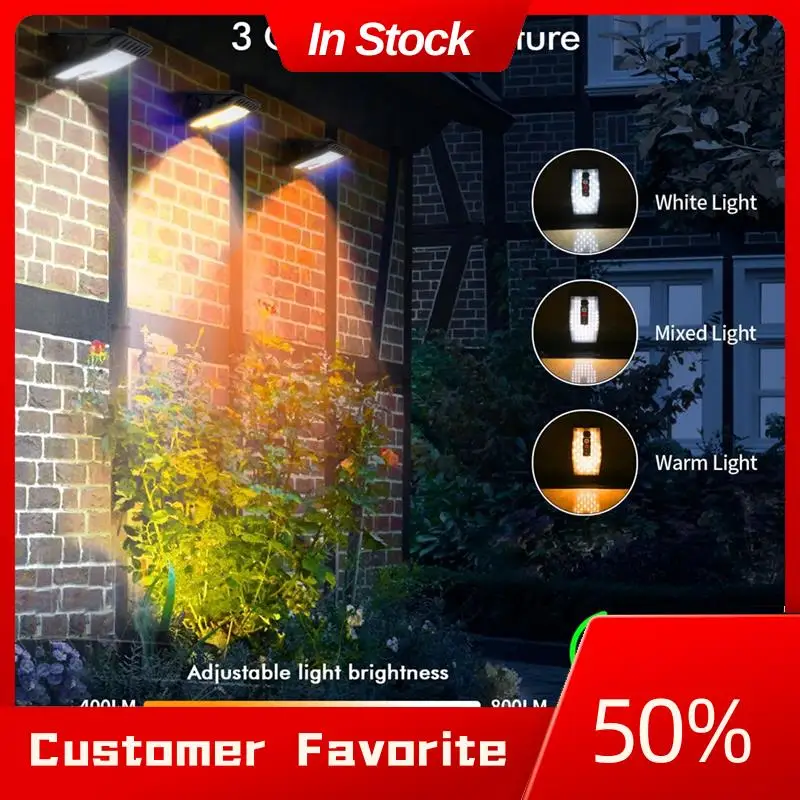 AT03 Paquete superior de 2 luces de movimiento solares con clip impermeables para exteriores con 800LM, 3 temperaturas de color, USB y control remoto, luz solar
